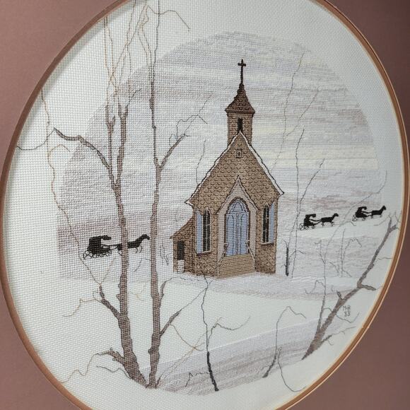 Buckley Moss Country Church Amish Needlework Winter 15x17" Decorative Wall Art - Picture 2 of 14